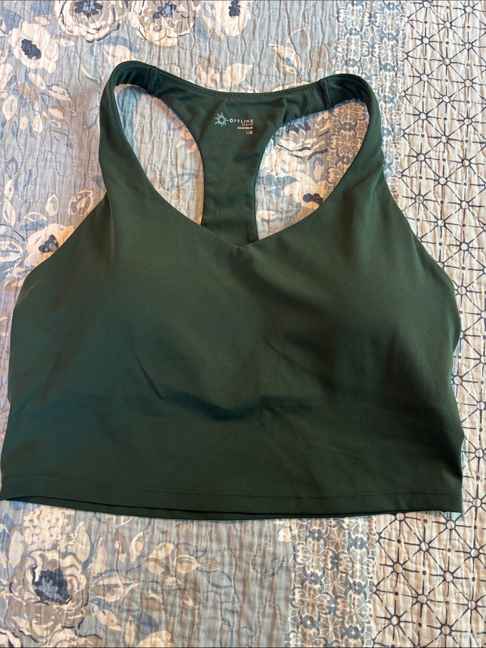 Dark Green Racerback Sports Bralette - Offline by Aerie size L. Like new.